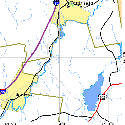 Zip code 04922 close-up map