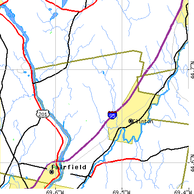 Zip code 04927 close-up map
