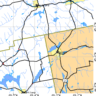 Zip code 04930 close-up map