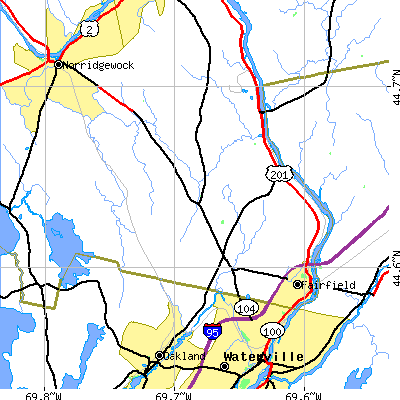 Zip code 04937 close-up map