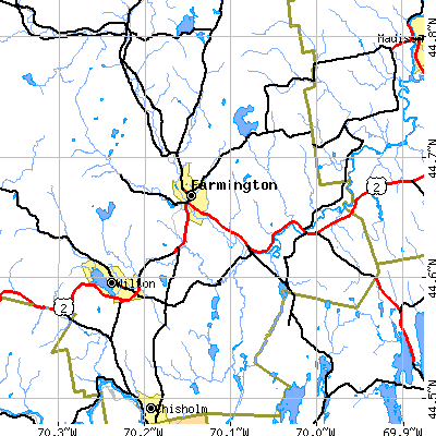 Zip code 04938 close-up map