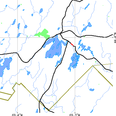 Zip code 04949 close-up map