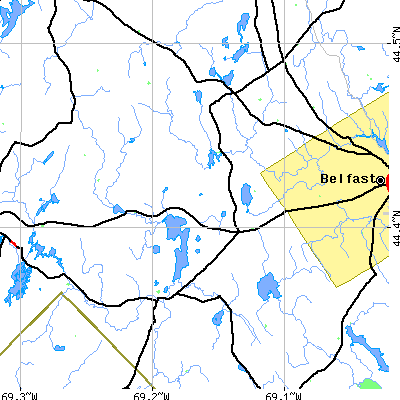 Zip code 04952 close-up map