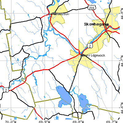 Zip code 04957 close-up map