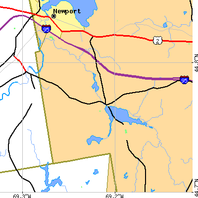 Zip code 04969 close-up map