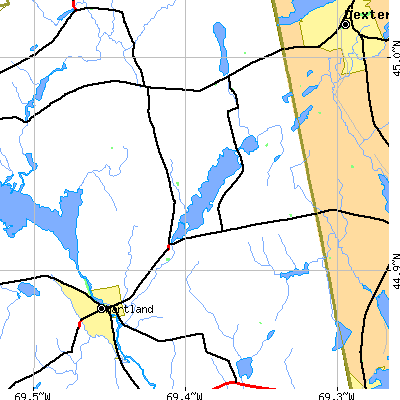 Zip code 04971 close-up map