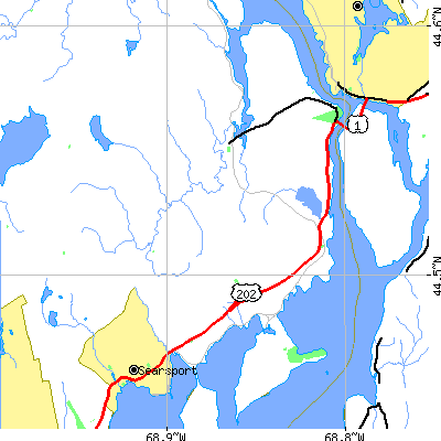 Zip code 04981 close-up map