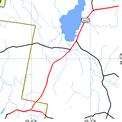 Zip code 04988 close-up map