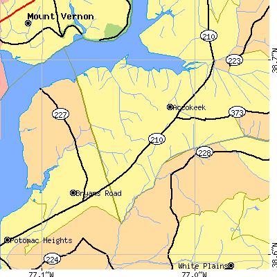 Zip code 20607 close-up map