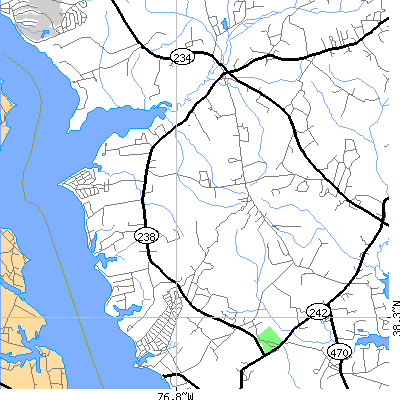 Zip code 20621 close-up map