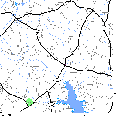 Zip code 20624 close-up map