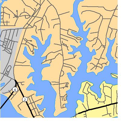 Zip code 20629 close-up map
