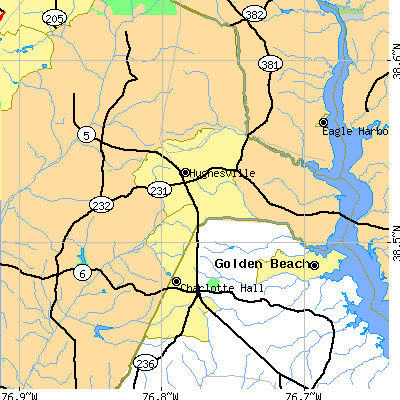 Zip code 20637 close-up map