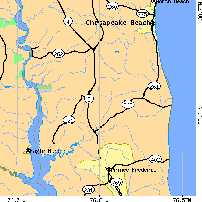 Zip code 20639 close-up map