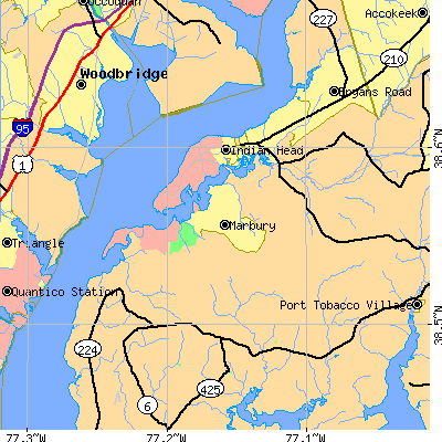 Zip code 20640 close-up map