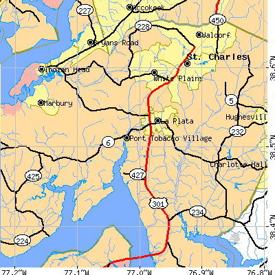 Zip code 20646 close-up map