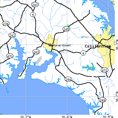 Zip code 20650 close-up map