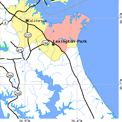 Zip code 20653 close-up map