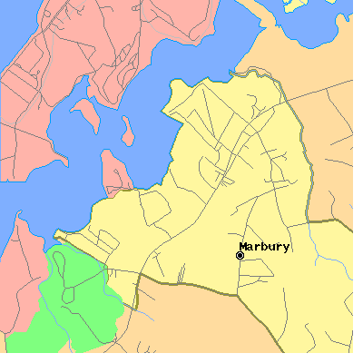 Zip code 20658 close-up map