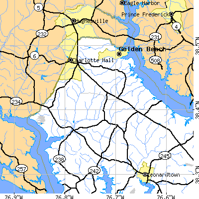 Zip code 20659 close-up map