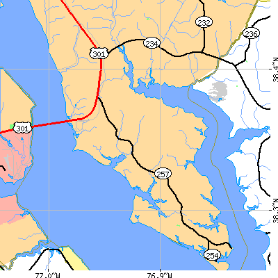 Zip code 20664 close-up map