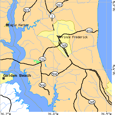 Zip code 20678 close-up map