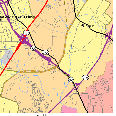 Zip code 20701 close-up map