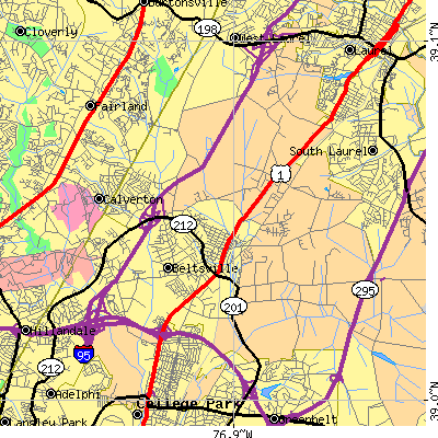 Zip code 20705 close-up map