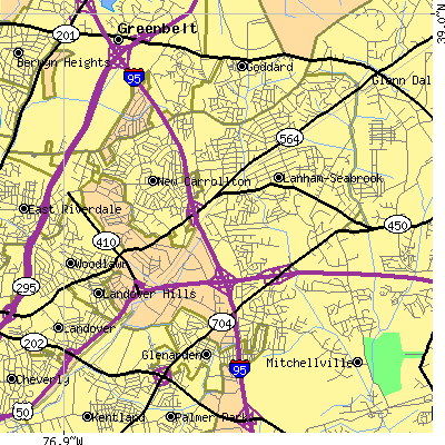 Zip code 20706 close-up map