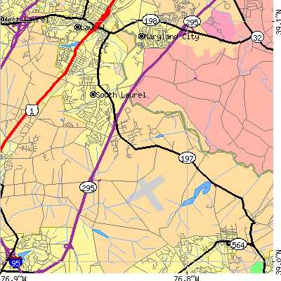 Zip code 20708 close-up map