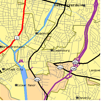 Zip code 20710 close-up map
