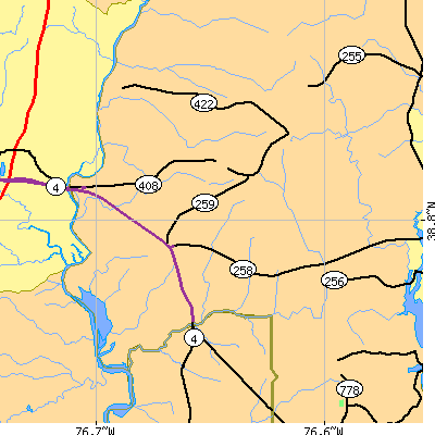 Zip code 20711 close-up map