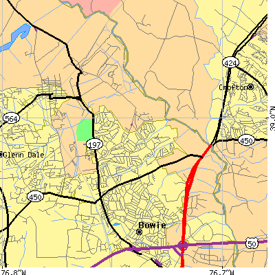 Zip code 20715 close-up map
