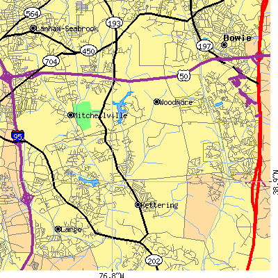Zip code 20721 close-up map