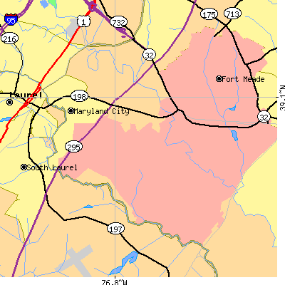 Zip code 20724 close-up map