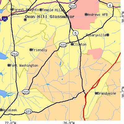 Zip code 20735 close-up map