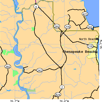 Zip code 20736 close-up map