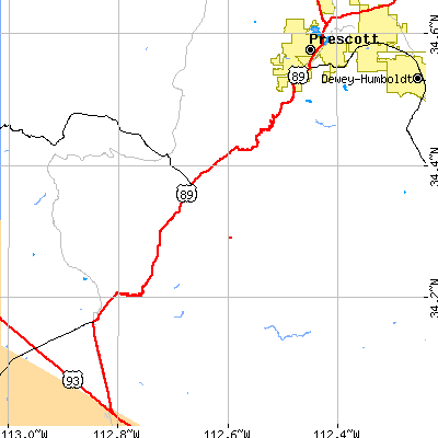 Zip code 86332 close-up map