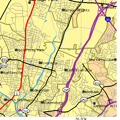 Zip code 20737 close-up map