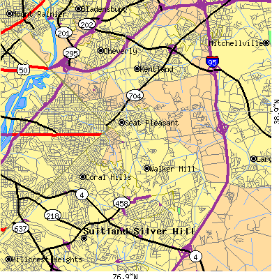 Zip code 20743 close-up map