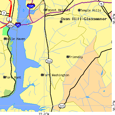 Zip code 20744 close-up map