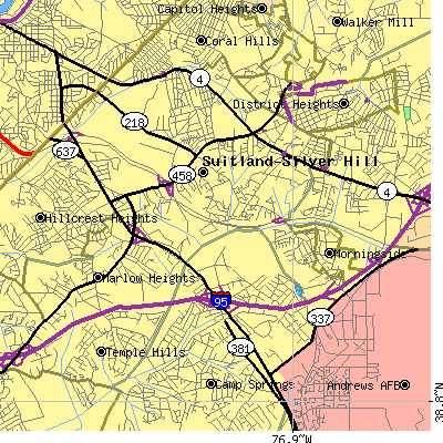 Zip code 20746 close-up map