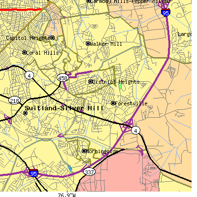 Zip code 20747 close-up map