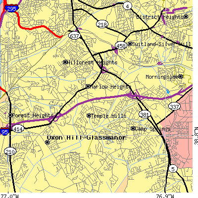 Zip code 20748 close-up map