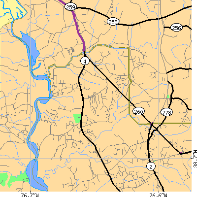 Zip code 20754 close-up map