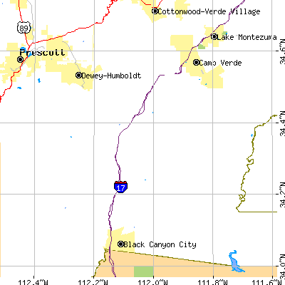 Zip code 86333 close-up map