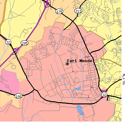 Zip code 20755 close-up map