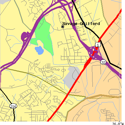 Zip code 20763 close-up map