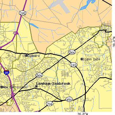 Zip code 20769 close-up map