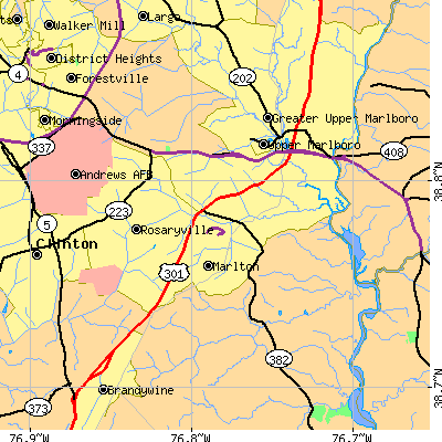 Zip code 20772 close-up map